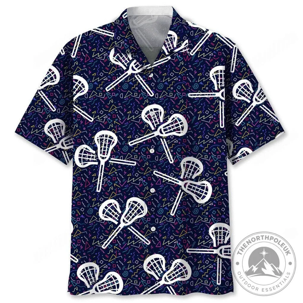 Lacrosse Sticks Pattern 80s Style Hawaiian Shirt 1 Lacrosse Sticks Pattern 80s Style Hawaiian Shirt