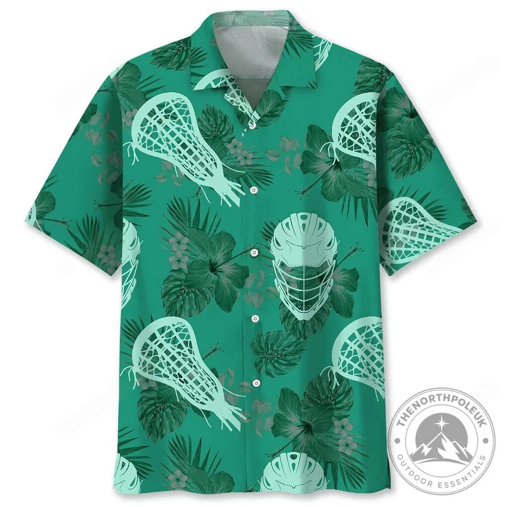 Lacrosse Player Kelly Green Tropical Hawaiian Shirt