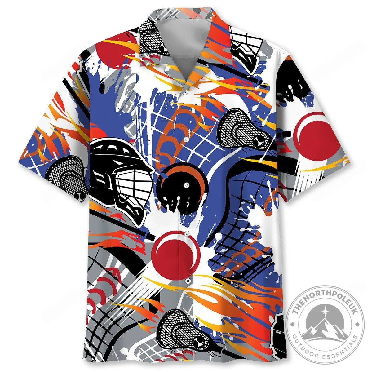 Colorful Lacrosse Sports Abstract Pattern Hawaiian Shirt