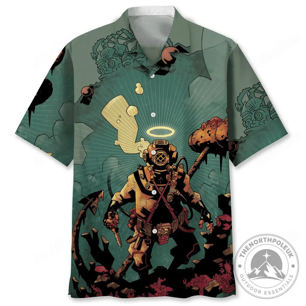 BioShock Big Daddy Video Game Character Art Hawaiian Shirt 1 BioShock Big Daddy Video Game Character Art Hawaiian Shirt