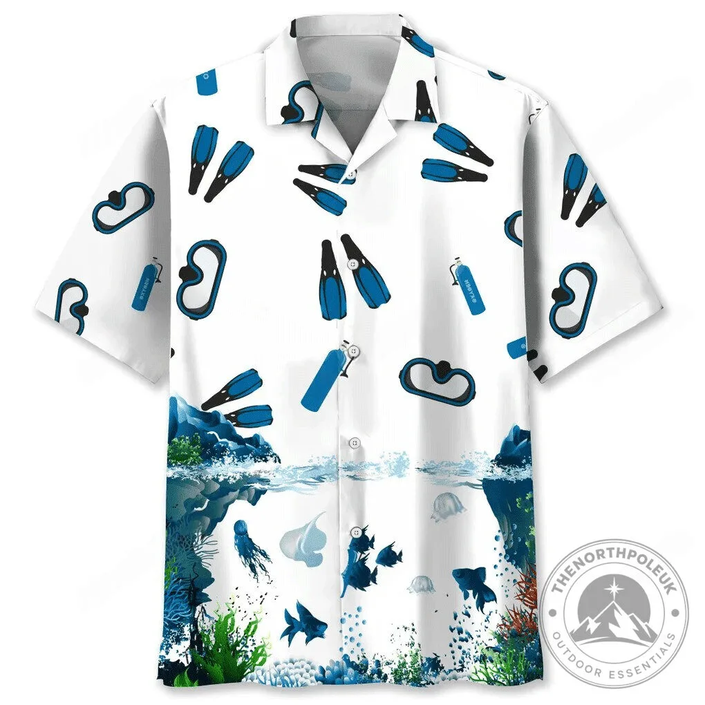 Scuba Diving Lovers Underwater Ocean Scene Hawaiian Shirt