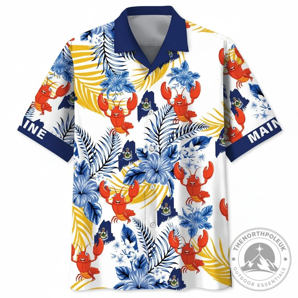 Maine State Proud Lobster Tropical Floral Hawaiian Shirt