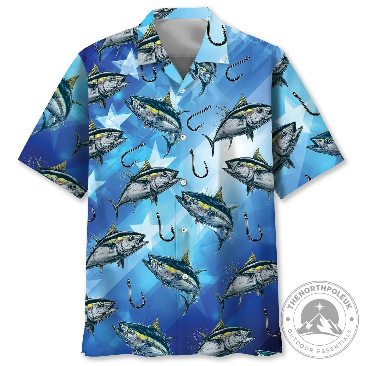 America Tuna Fish Blue Fishing Pattern Hawaiian Shirt