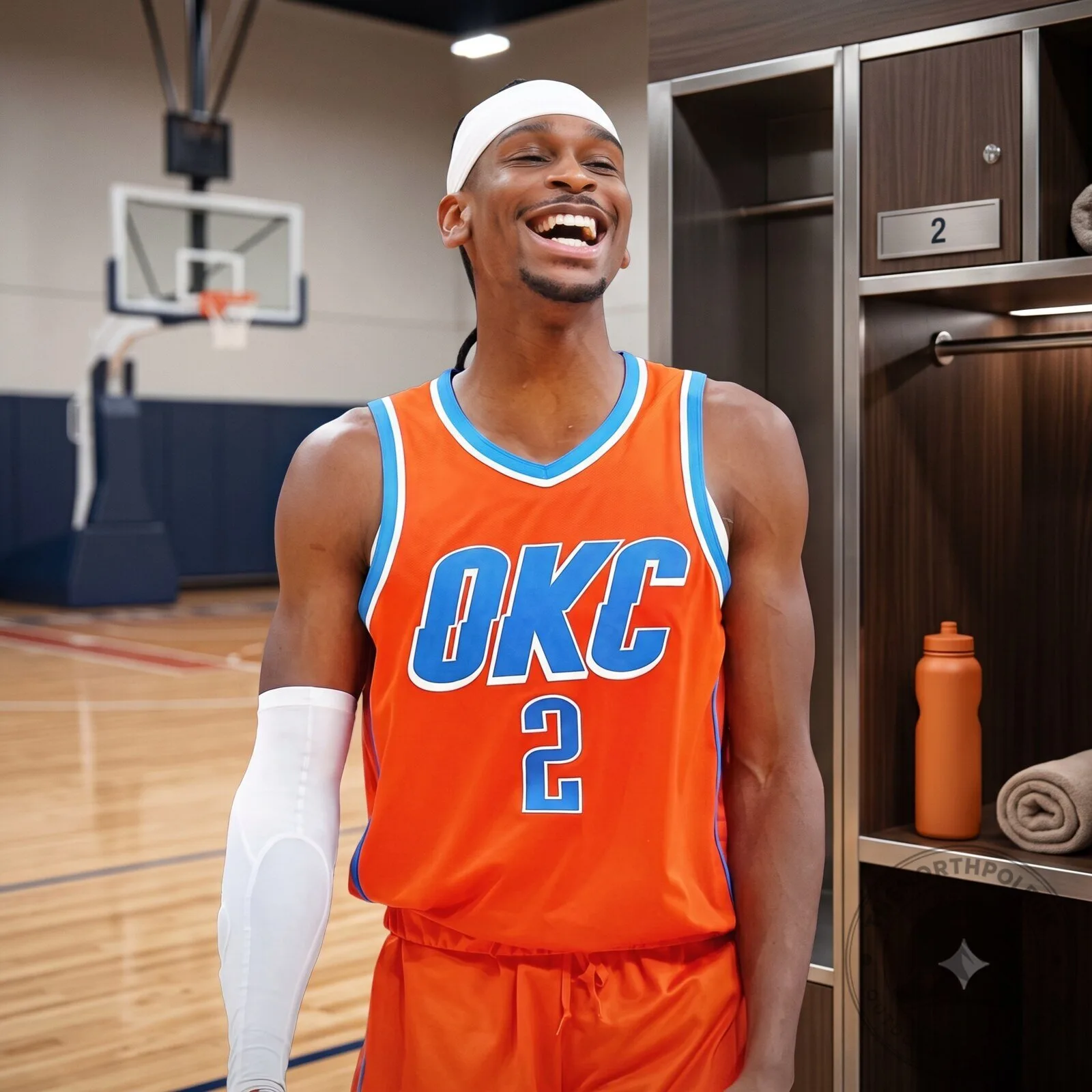 This is the orange Statement Edition jersey worn by player Shai Gilgeous-Alexander.