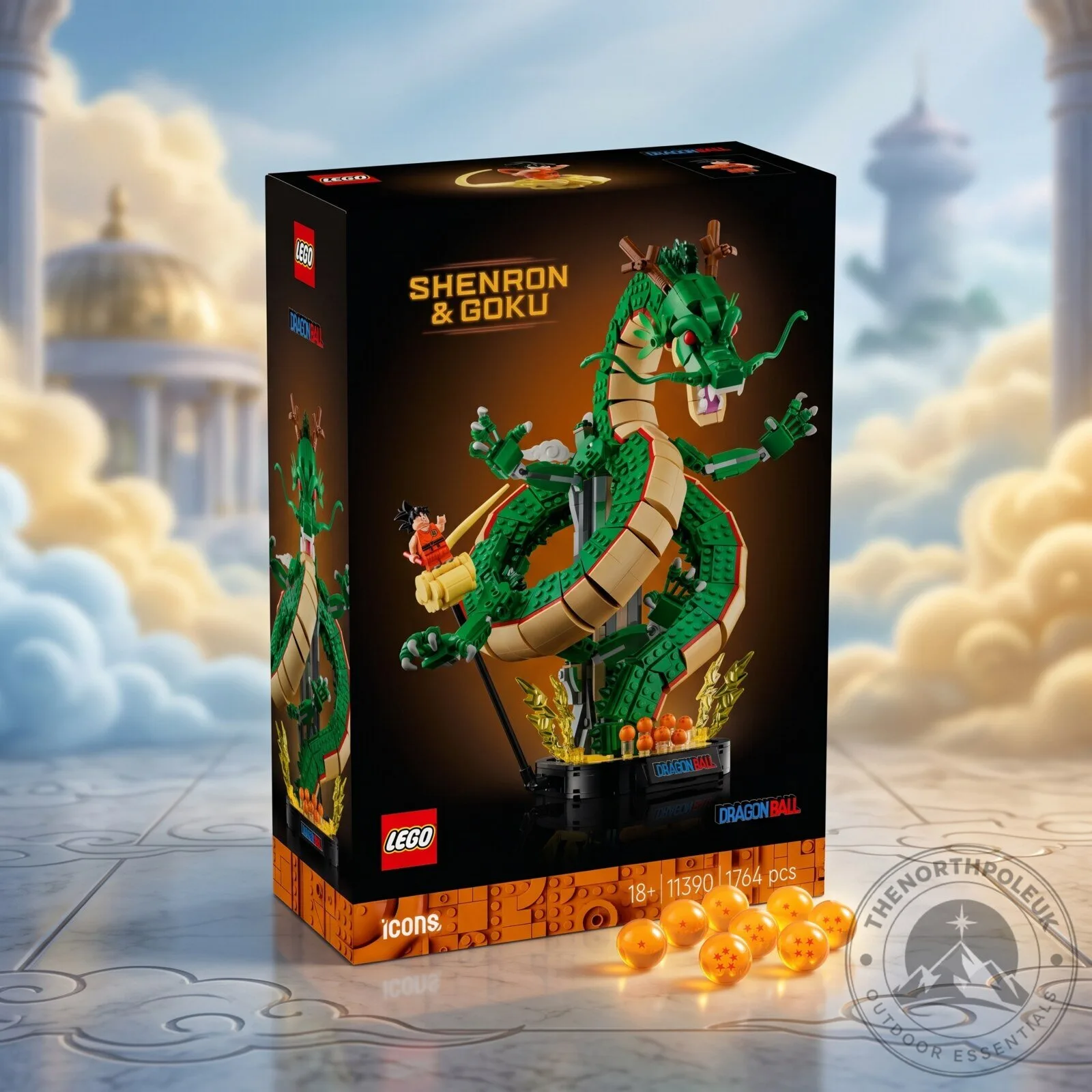 The LEGO® Dragon Ball set recreates the image of Shenron and Son Goku. 6 The LEGO® Dragon Ball set recreates the image of Shenron and Son Goku.