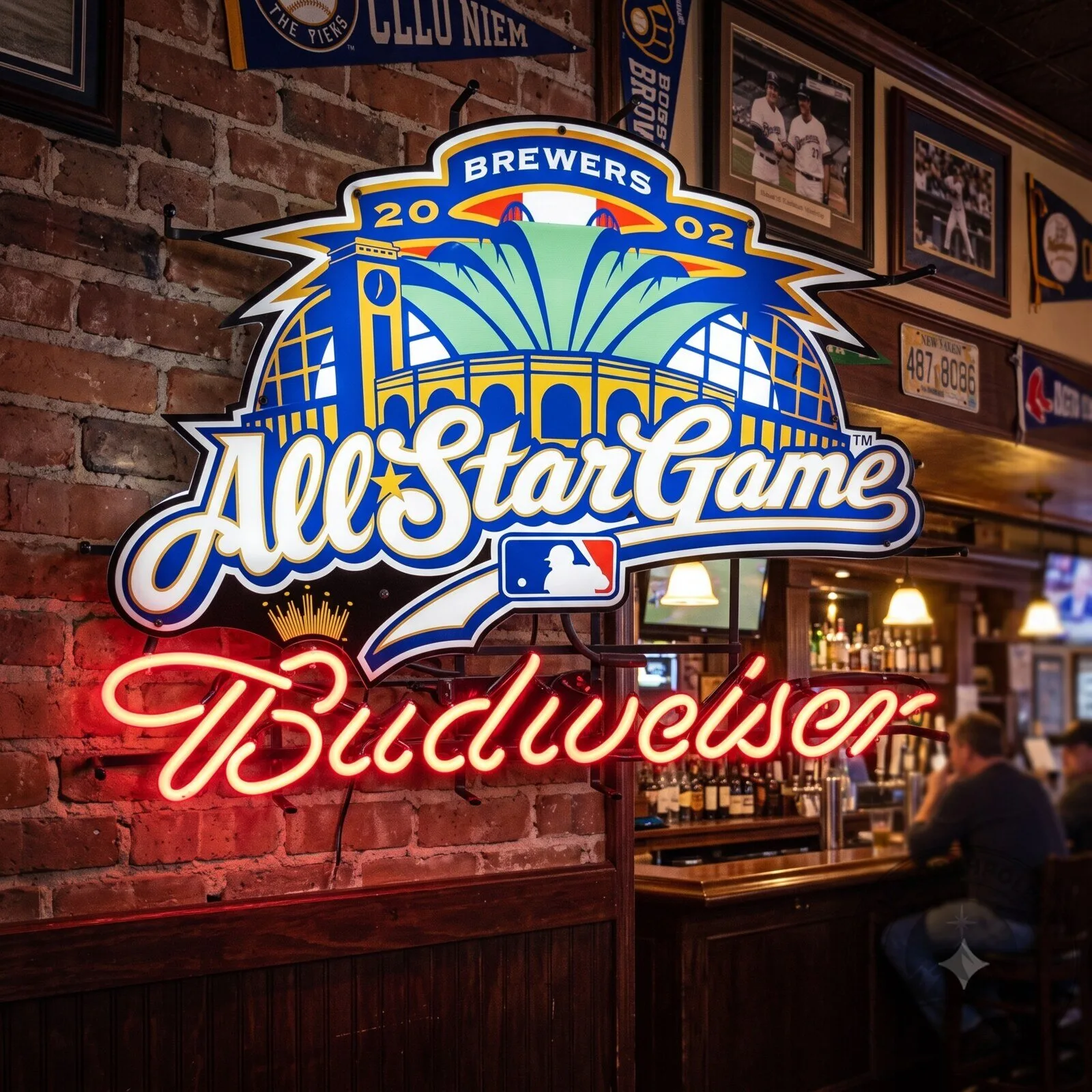 Milwaukee Brewers All Star Game Miller Park Budweiser Beer Neon Sign.