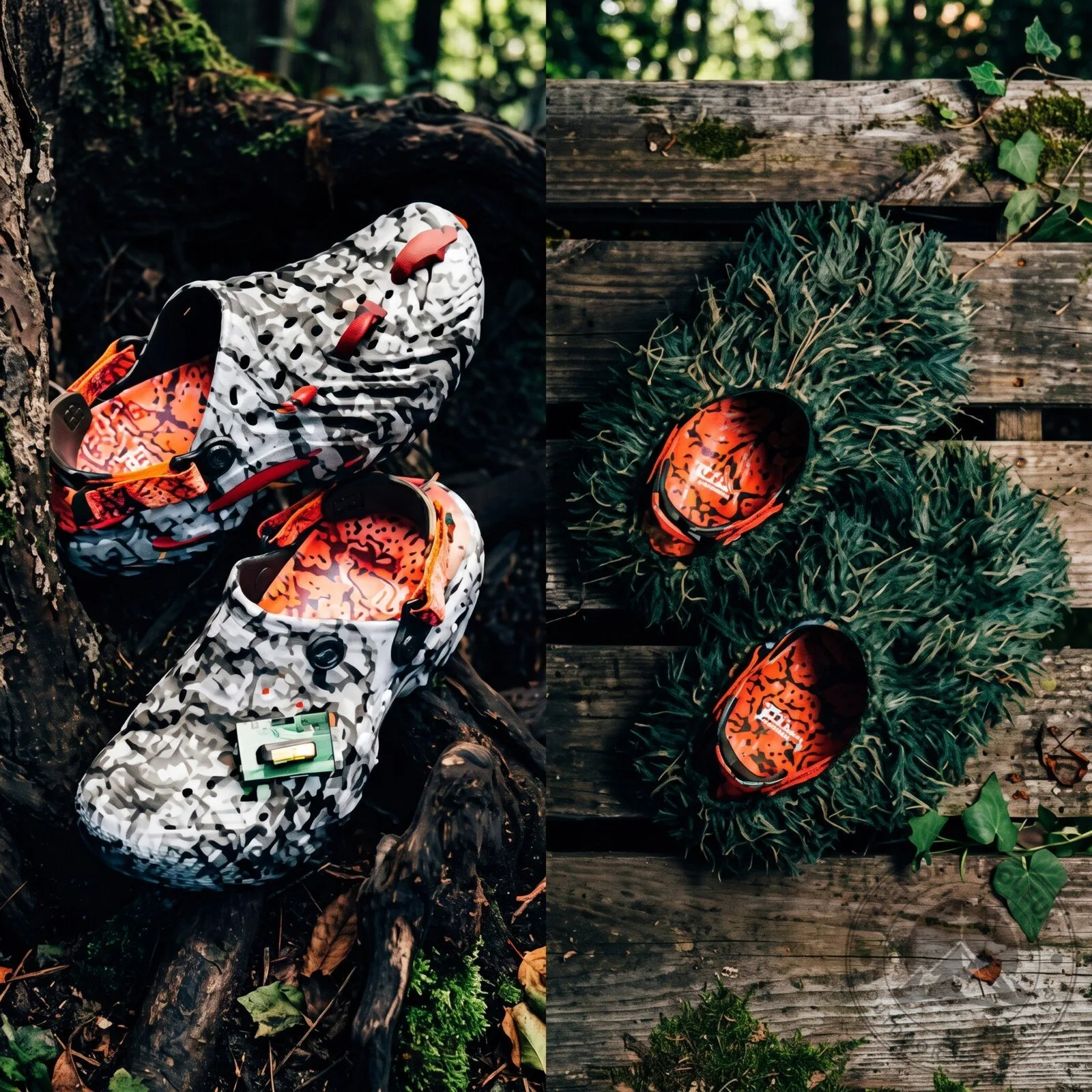 The sandal in the image is the Politics x Crocs Echo II 'Watch Your Step' model.