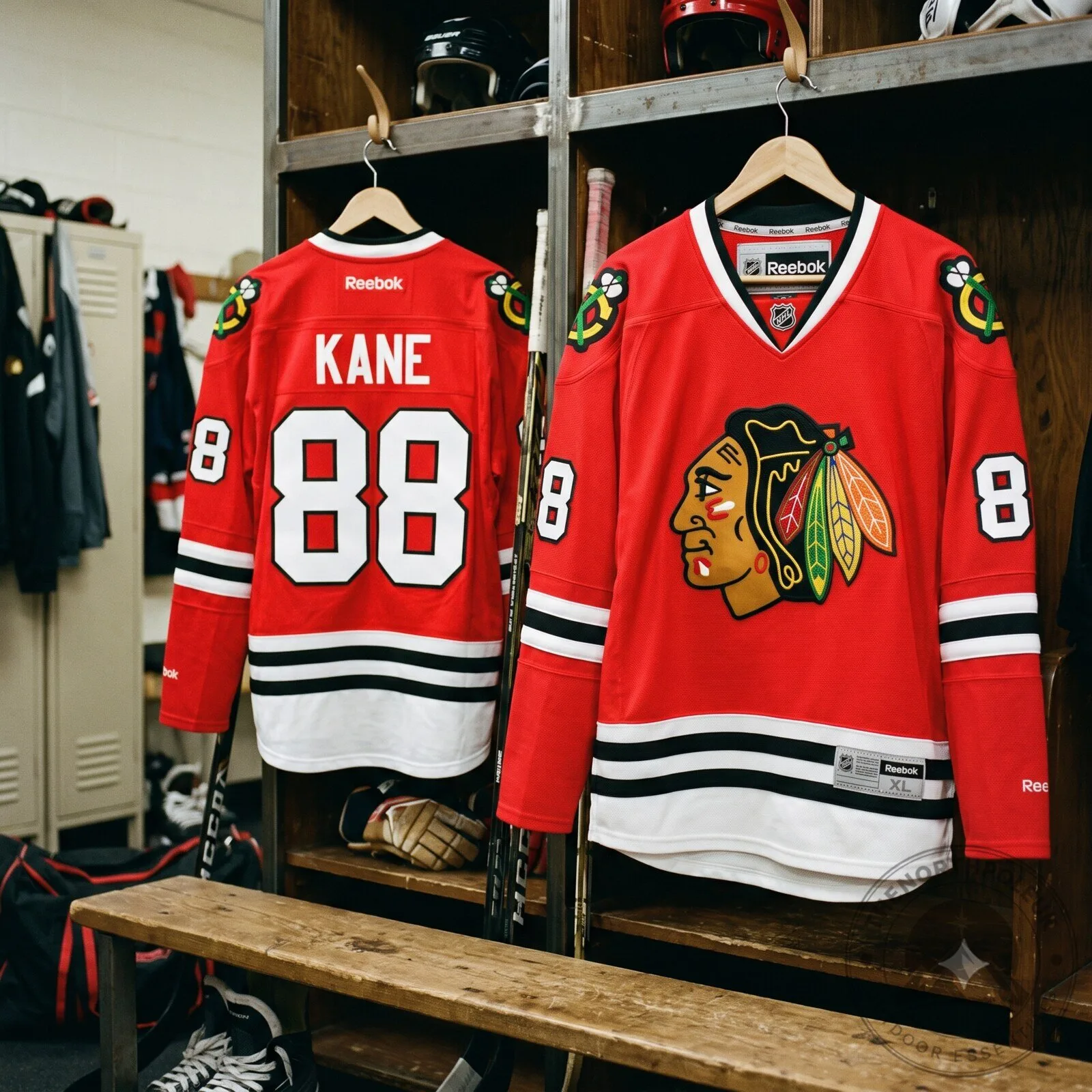 Chicago Blackhawks' classic red jersey bearing the number 88 4 Chicago Blackhawks
