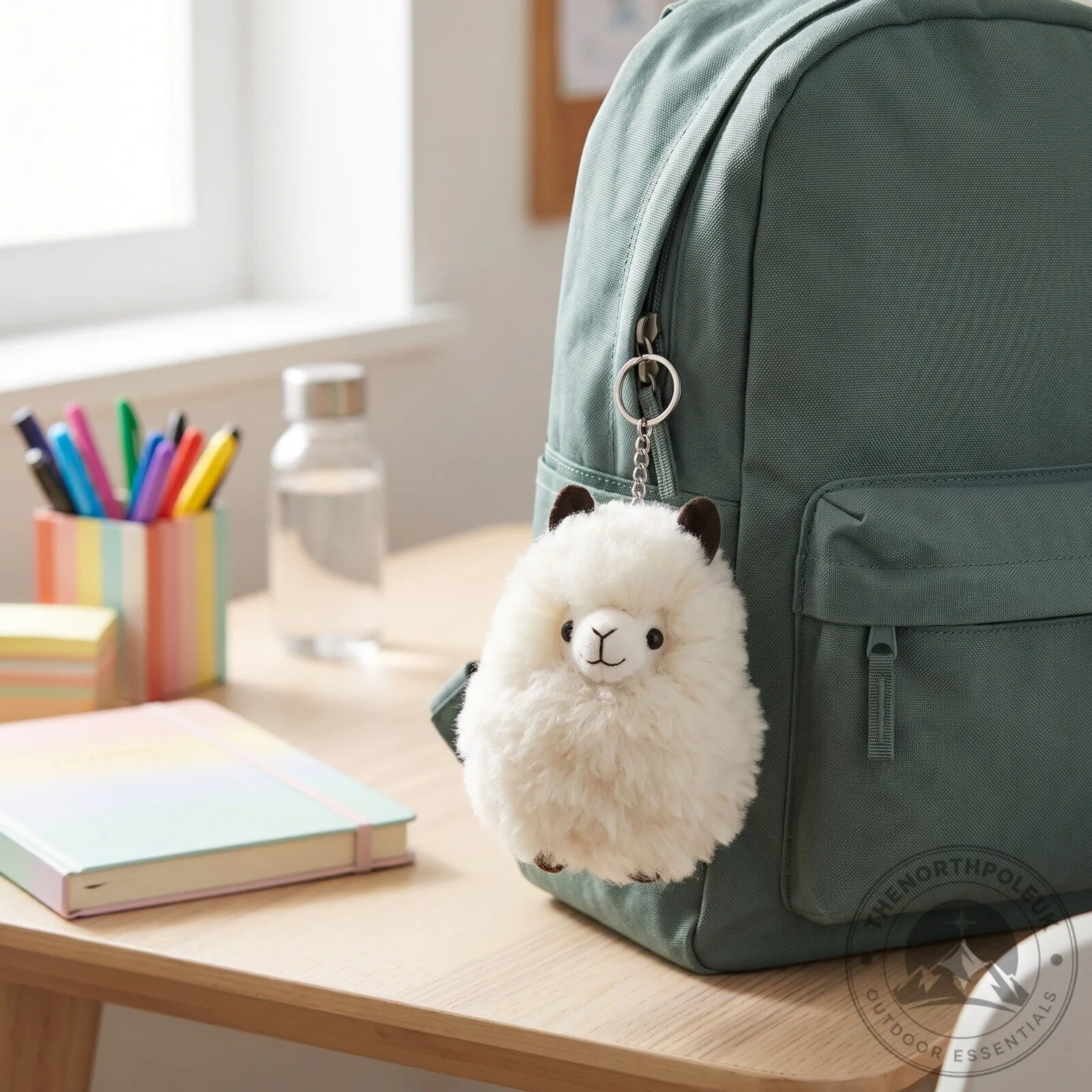 Cute white alpaca plush keychain. 4 Cute white alpaca plush keychain.