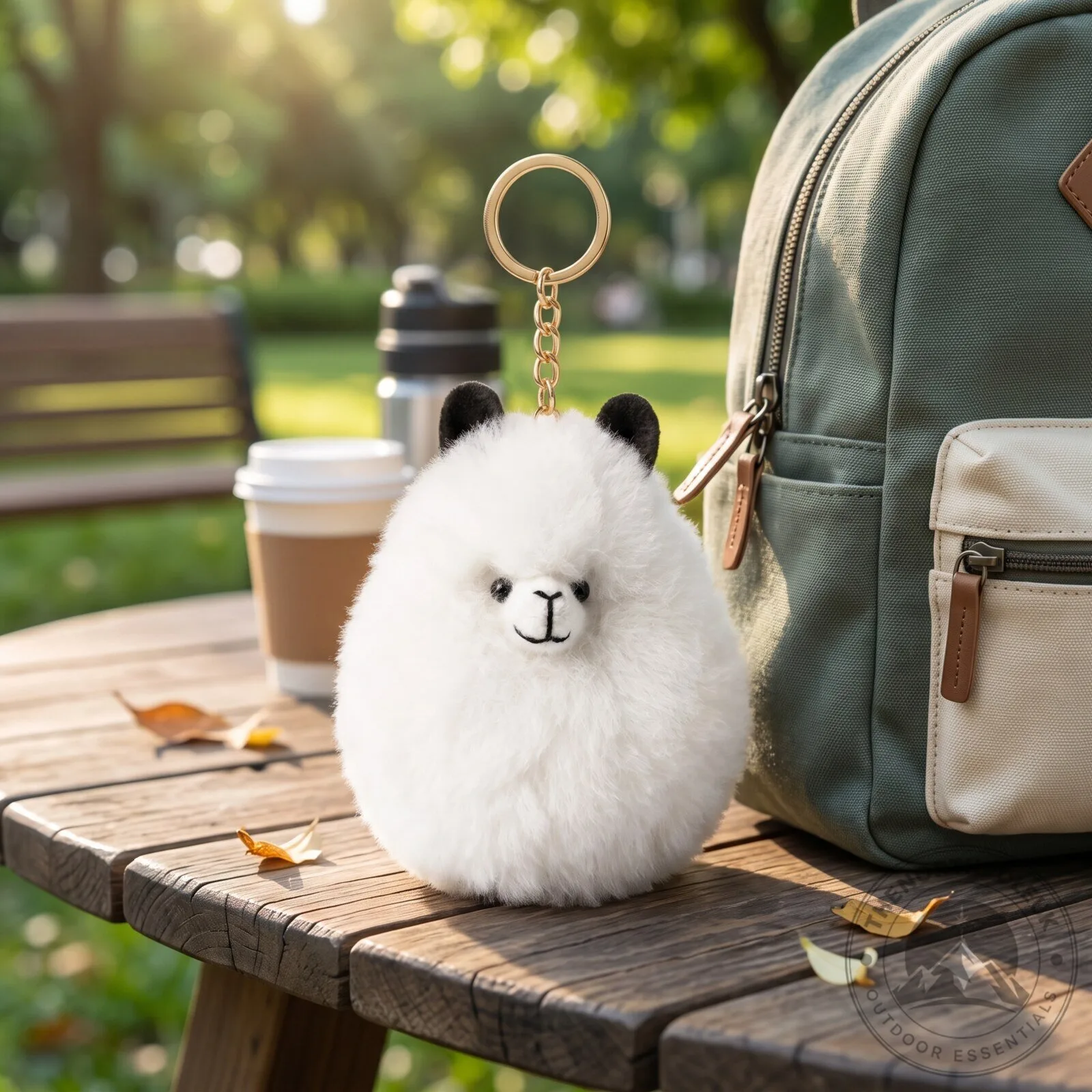 Cute white alpaca plush keychain. 6 Cute white alpaca plush keychain.
