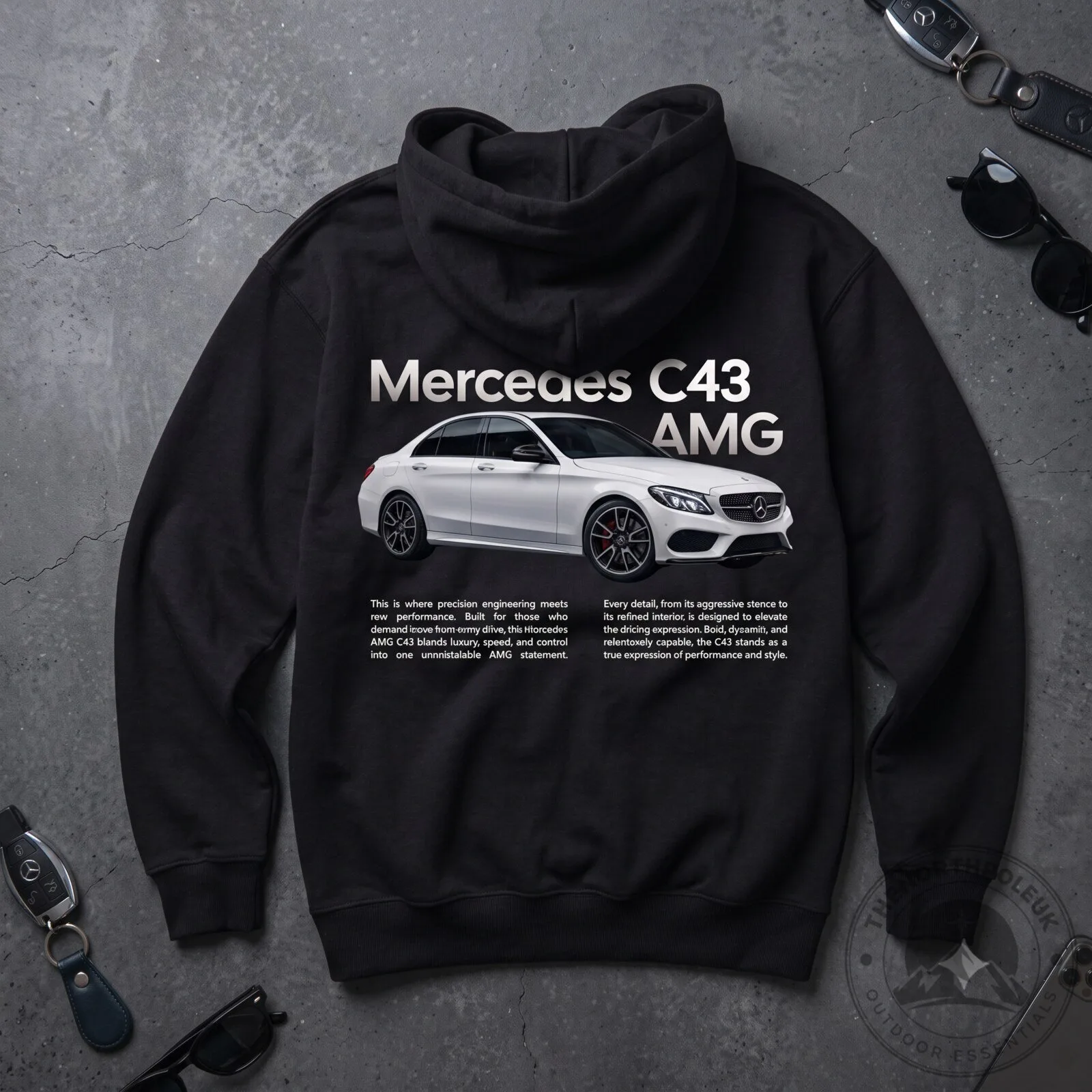 Mercedes-Benz Personalized Black and Red Custom Name Hoodie