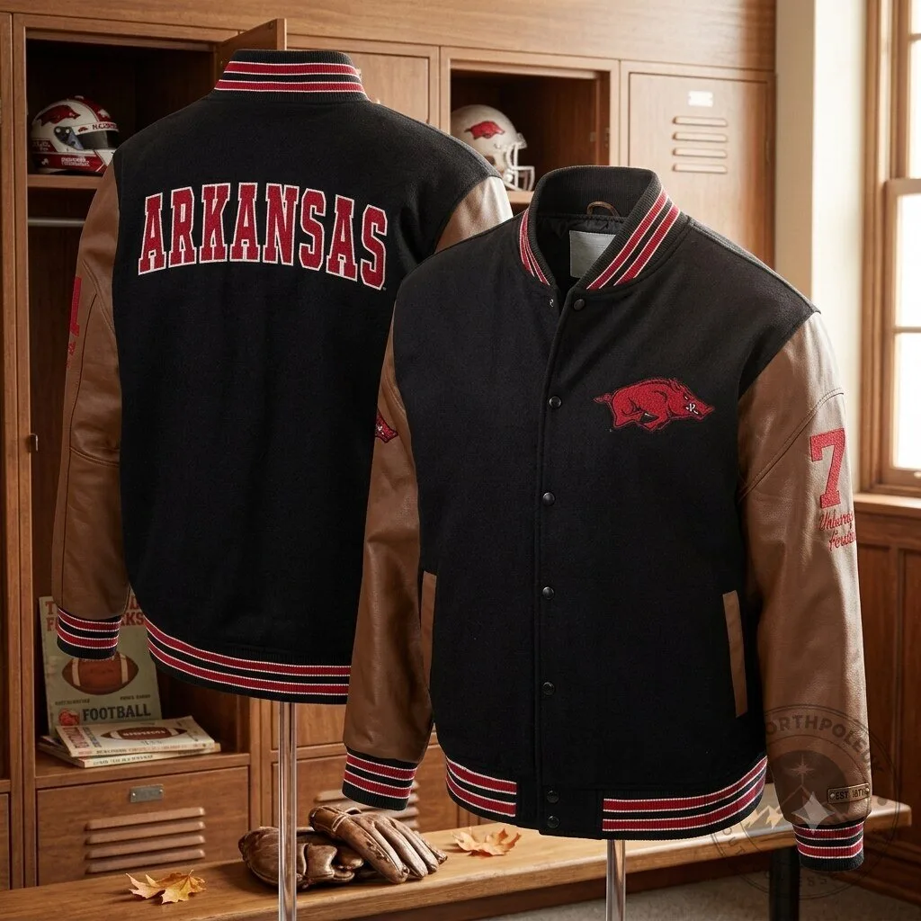Arkansas Razorbacks Football Team Sherpa Lined Winter Jacket