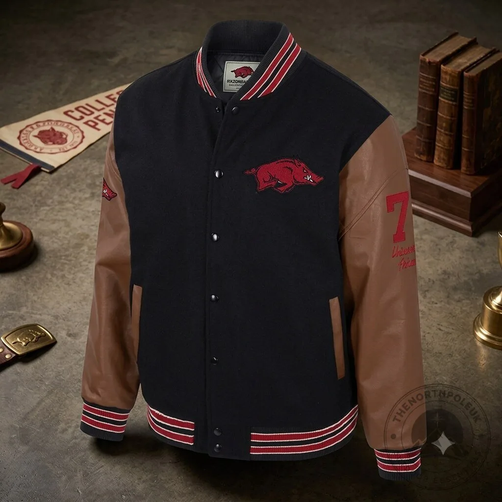Arkansas Razorbacks Football Team Sherpa Lined Winter Jacket 4 Arkansas Razorbacks Football Team Sherpa Lined Winter Jacket