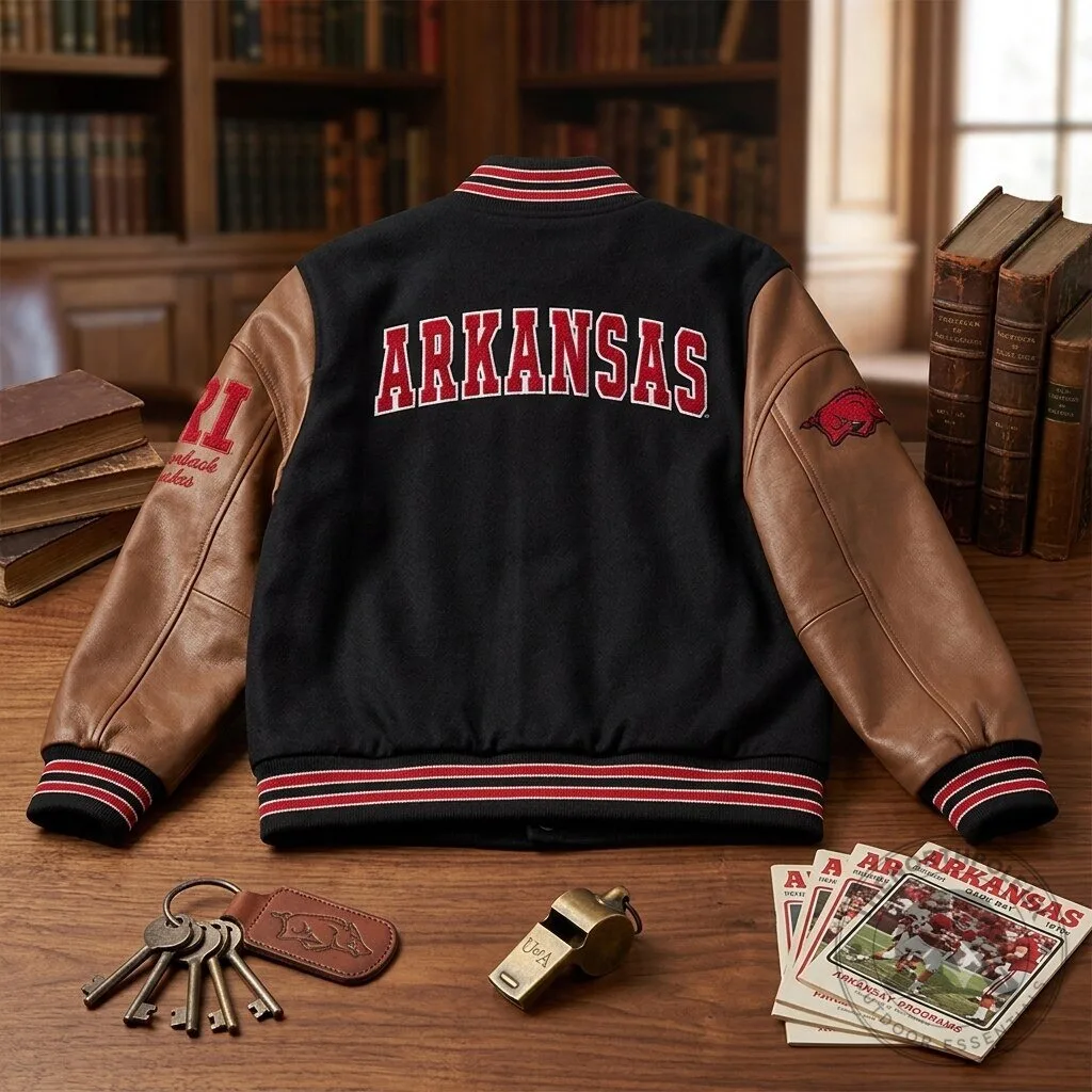 Arkansas Razorbacks Football Team Sherpa Lined Winter Jacket 5 Arkansas Razorbacks Football Team Sherpa Lined Winter Jacket
