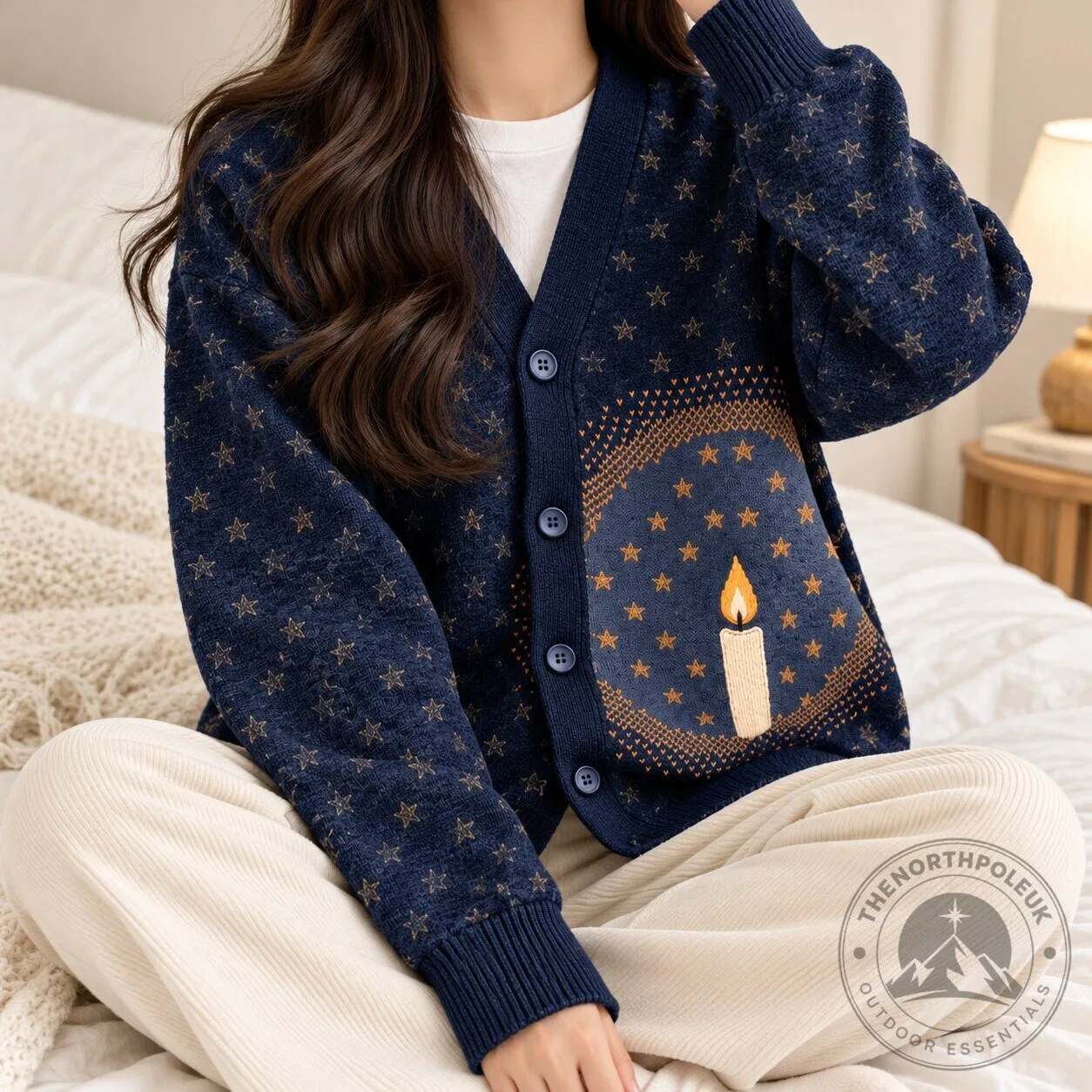 Starry Candle Cardigan Navy Blue Celestial Star